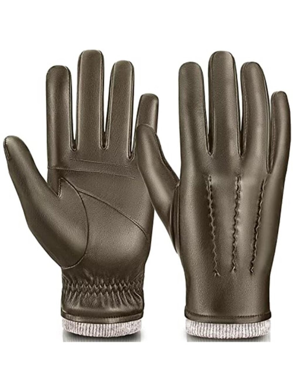 Men's Leather Gloves Touchscreen Thermal Wool Winter Gloves